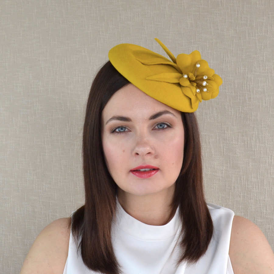 yellow pillbox hat